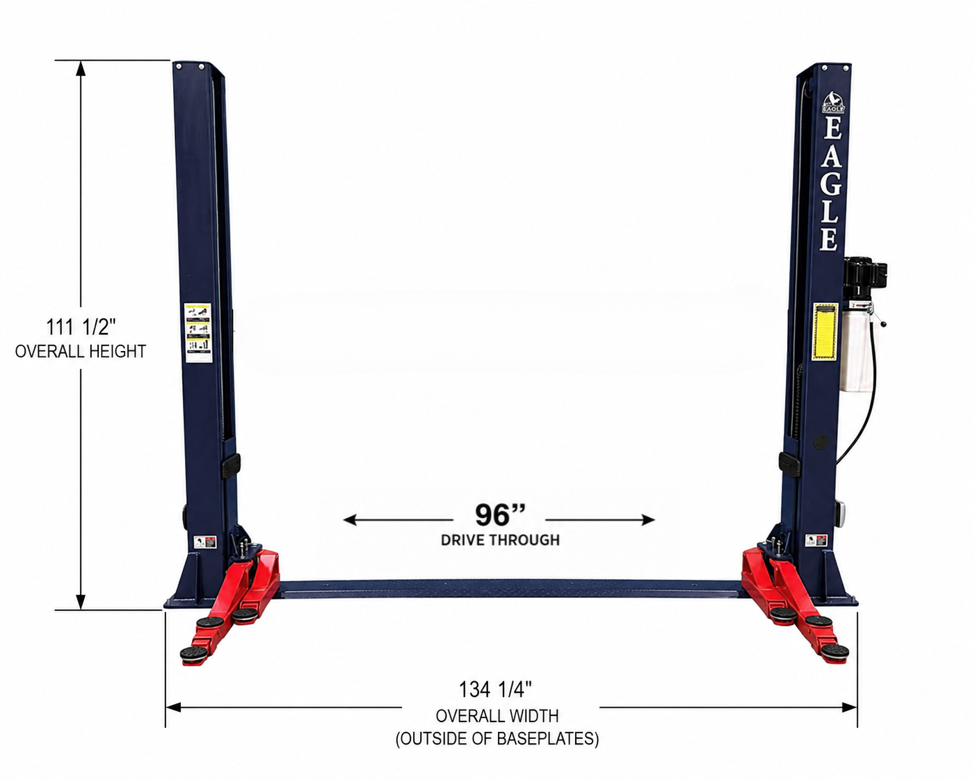 9,000 Lbs 2-Post Lift - Floor Plate Asymmetric Arms - Image 2