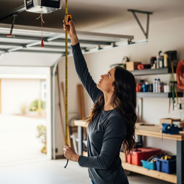 woman measuring garage height
