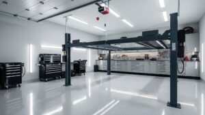 A professional car lift for a garage, symbolizing safety and maintenance