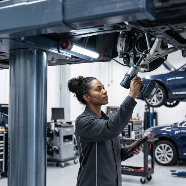 mechanic with car lift