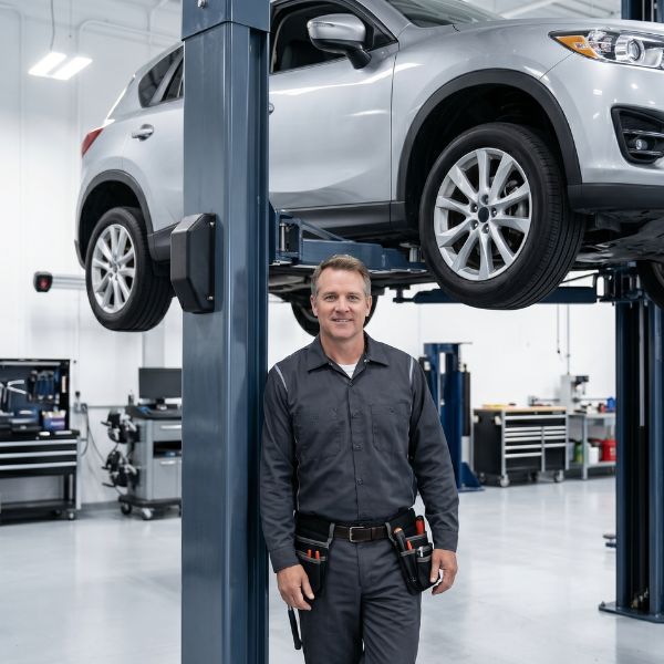 mechanic with car lift